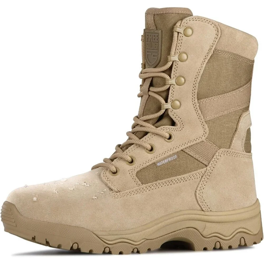 ⚡ Men's Dark Tan Combat Suede Leather Lightweight Military Work Desert Boot